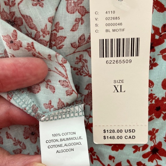 ANTHROPOLOGIE‎ BLUE TASSEL  COTTON TRINA BOW SLIGHTLY CROPPED BLOUSE SIZE XL - Picture 5 of 7